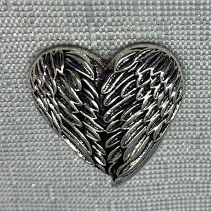 Silver Winged Heart Snap Button Charm